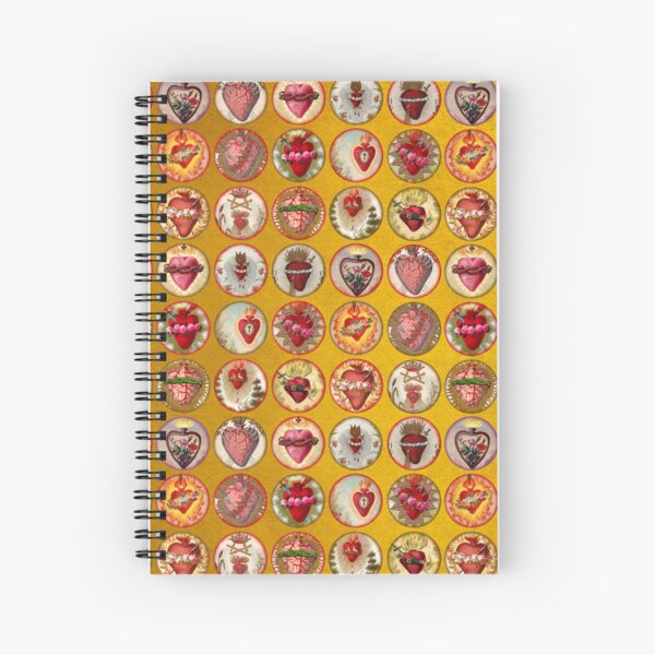 Item preview, Catholic Sacred Hearts pattern on gold background designed and sold by DarkstarDesign.