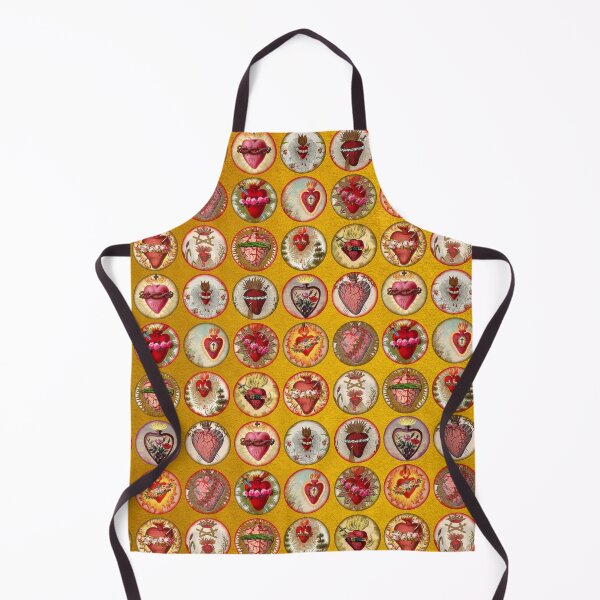 Item preview, Catholic Sacred Hearts pattern on gold background designed and sold by DarkstarDesign.