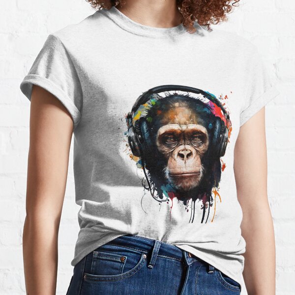 Item preview, monkey chimp dj monkey with headphones designed and sold by Mokky-Eyad.