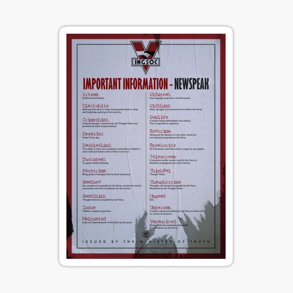 Aperçu de l'œuvre Affiche de la liste novlangue créée et vendue par moviemaniacs.