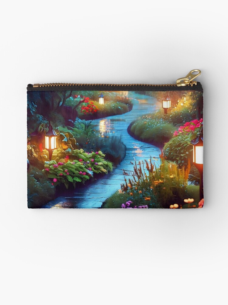 Zipper Pouch, The Path, A Rainy Evening  designed and sold by cokemann