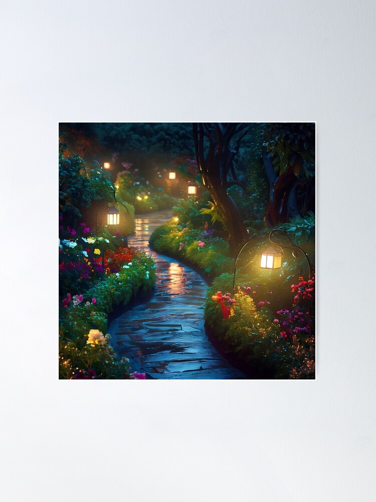Thumbnail 2 of 3, Poster, The Path, A Rainy Evening designed and sold by cokemann.