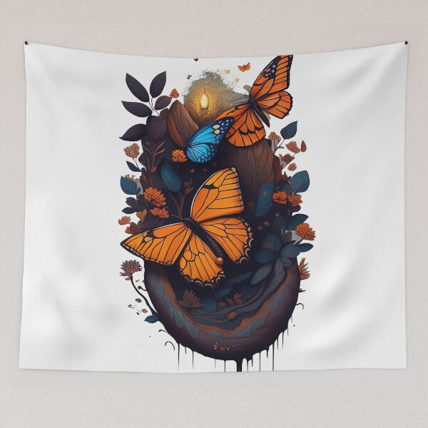 Item preview, a butterfly sitting on a tree with a burning candle designed and sold by Sanan Israyilli.