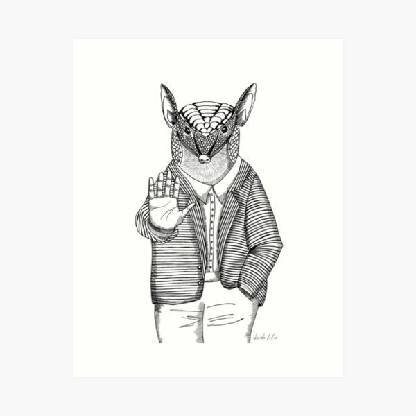 armadillo - drawing Art Print