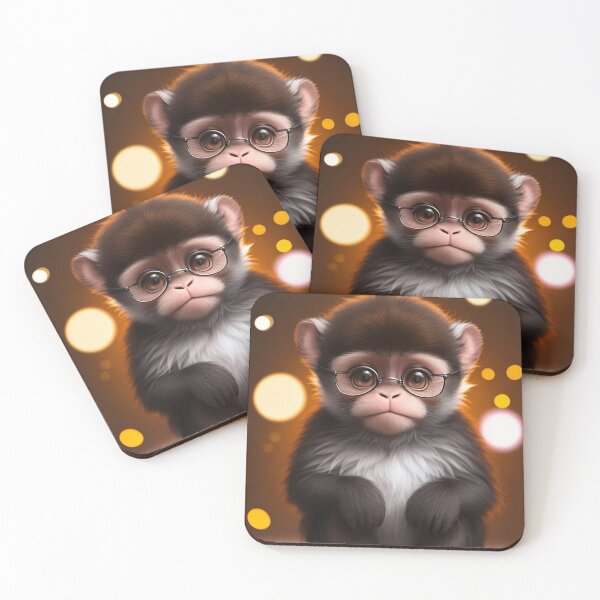 Item preview, Cute 3d monkey with glasses design, bokeh background illustration designed and sold by Meena-tta.