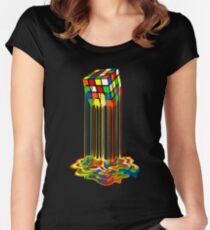 Rainbow Abstraction melted rubiks cube Women's Fitted Scoop T-Shirt