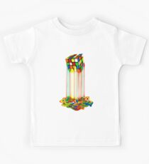 Rainbow Abstraction melted rubiks cube Kids Tee