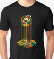 Camiseta ajustada Rainbow Abstraction derretido rubiks cubo