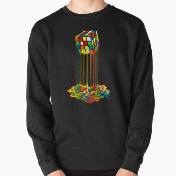 Rainbow Abstraction melted rubiks cube Pullover Sweatshirt