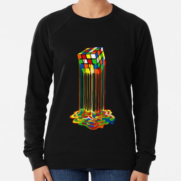 Rainbow Abstraction melted rubiks cube Lightweight Sweatshirt