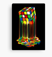 Rainbow Abstraction melted rubiks cube Canvas Print