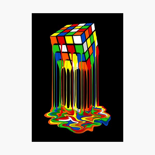 Rainbow Abstraction melted rubiks cube Photographic Print