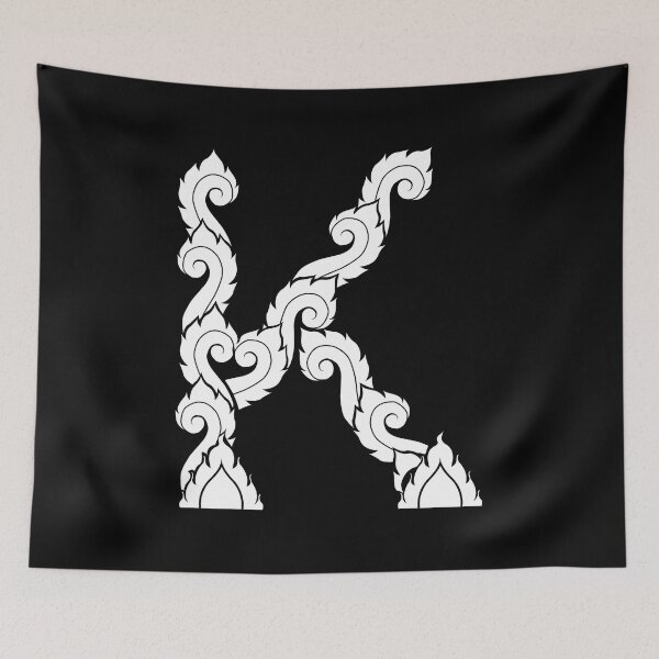 Item preview, White elegant letter K with Thai art elements. designed and sold by KanyaluckArtist.