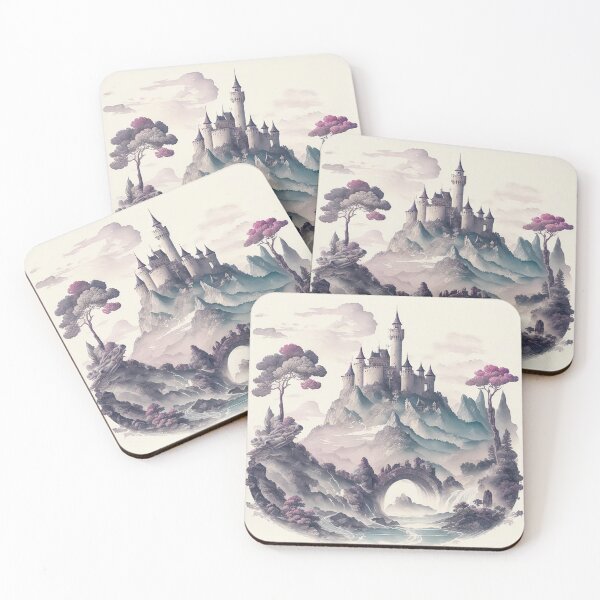 Item preview, Vintage image of a beautiful fantasy valley with a castle designed and sold by SimpleWallArt.