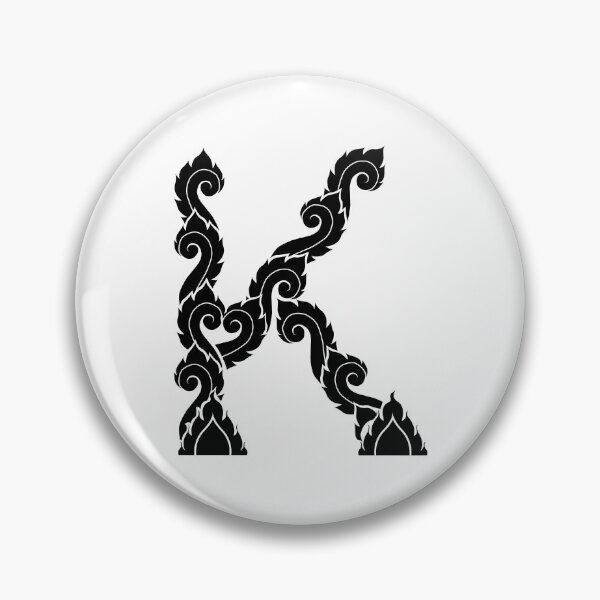 Item preview, Black elegant letter K with Thai art elements. designed and sold by KanyaluckArtist.
