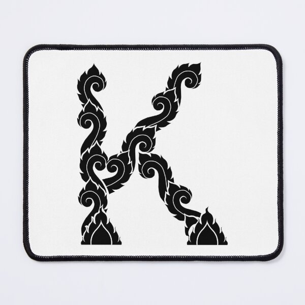 Item preview, Black elegant letter K with Thai art elements. designed and sold by KanyaluckArtist.