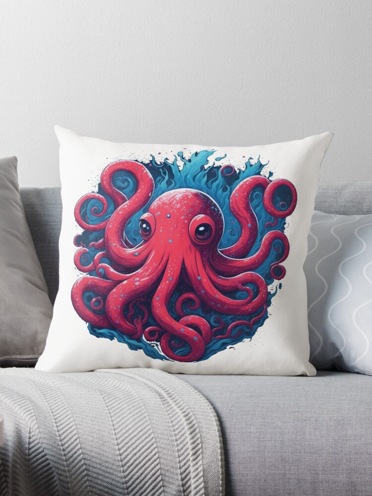 Giant Pacific Octopus Throw Pillow