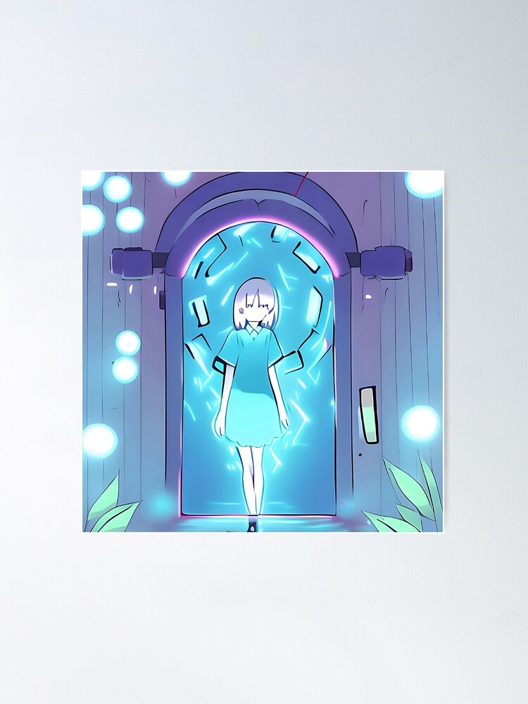 Premium Photo | Anime girl standing in front of a futuristic portal with a  glowing portal generative ai