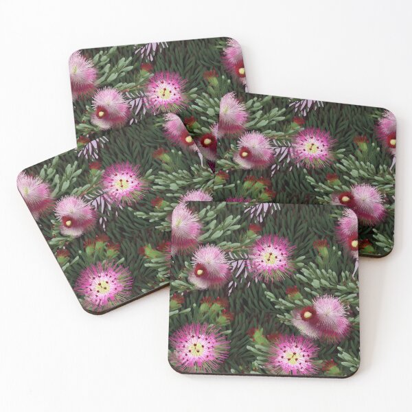 Item preview, Beautiful Native Australian wallpaper for bookcovers and homewares. Melaleuca and blooming flowers, buds and leaves 15 designed and sold by NatTex.