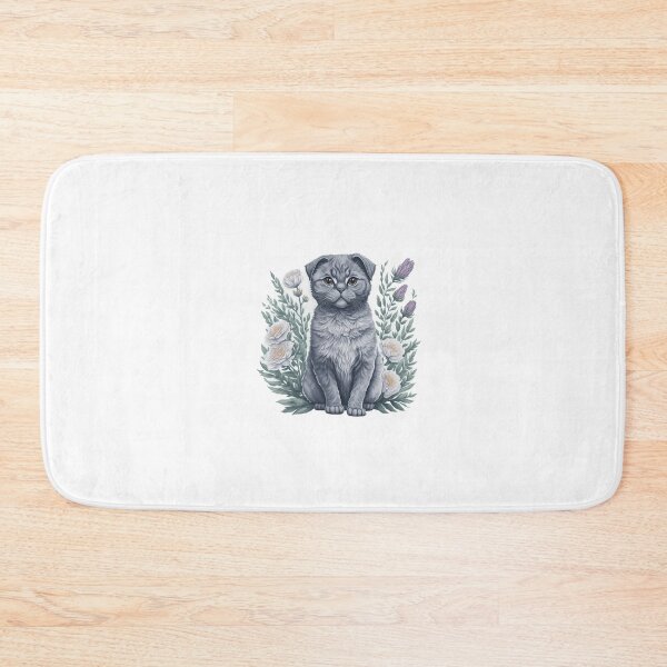 Item preview, Cute Scottish Fold with flowers designed and sold by Clipartopia.