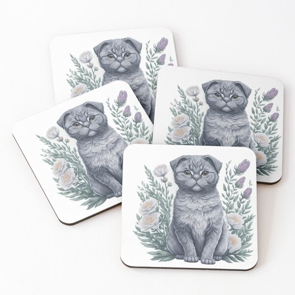 Item preview, Cute Scottish Fold with flowers designed and sold by Clipartopia.