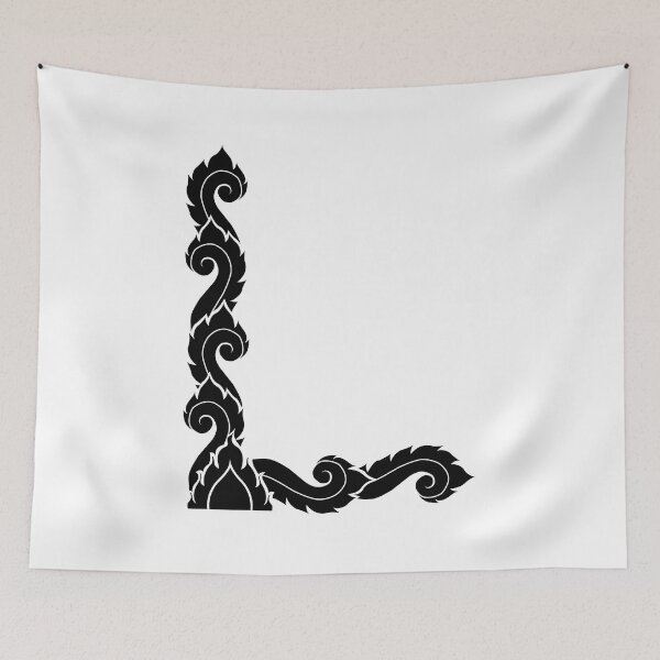 Item preview, Black elegant letter L with Thai art elements. designed and sold by KanyaluckArtist.