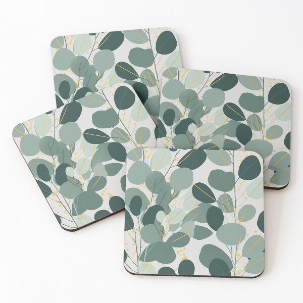 Item preview, Beautiful Native Australian wallpaper for bookcovers and homewares. Minimalist Eucalyptus leaves and golden morning light through the fog 3 designed and sold by NatTex.