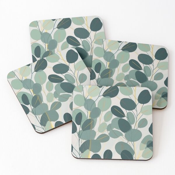 Item preview, Beautiful Native Australian wallpaper for bookcovers and homewares. Minimalist Eucalyptus leaves and golden morning light through the fog 4 designed and sold by NatTex.