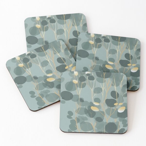 Item preview, Beautiful Native Australian wallpaper for bookcovers and homewares. Minimalist Eucalyptus leaves and golden morning light through the fog 5 designed and sold by NatTex.