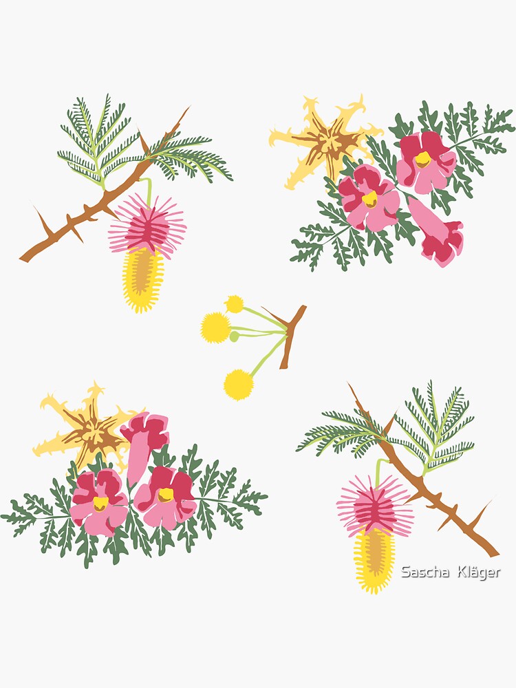 Thumbnail 3 of 3, Sticker, desert flowers / desert flowers designed and sold by IsabellaSchaf.