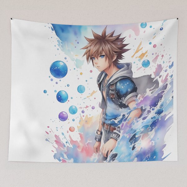 Item preview, Sora Kingdom Hearts Watercolor Fan Art designed and sold by craftyartsdigi.