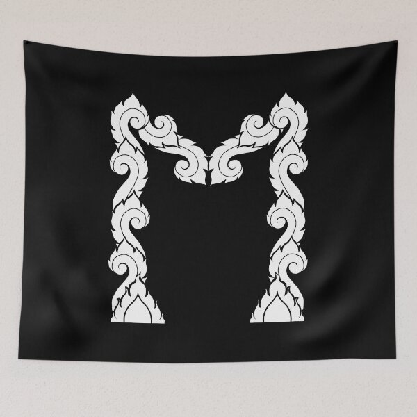 Item preview, White elegant letter M with Thai art elements. designed and sold by KanyaluckArtist.