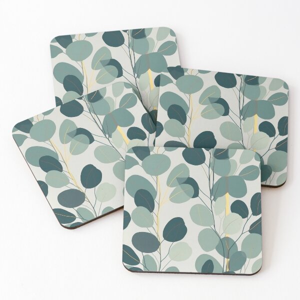 Item preview, Beautiful Native Australian wallpaper for bookcovers and homewares. Minimalist Eucalyptus leaves and golden morning light through the fog 6 designed and sold by NatTex.
