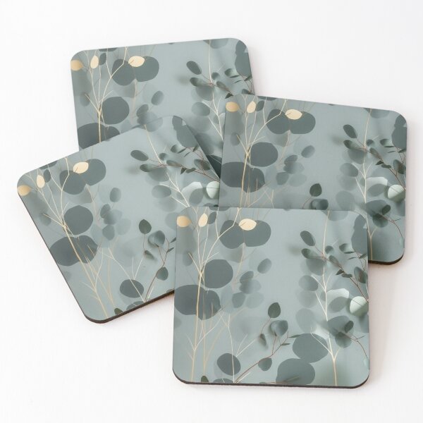 Item preview, Beautiful Native Australian wallpaper for bookcovers and homewares. Minimalist Eucalyptus leaves and golden morning light through the fog 7 designed and sold by NatTex.