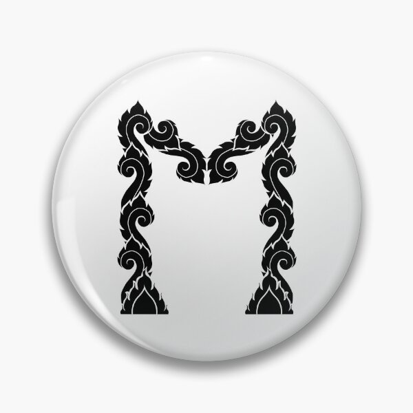 Item preview, Black elegant letter M with Thai art elements. designed and sold by KanyaluckArtist.