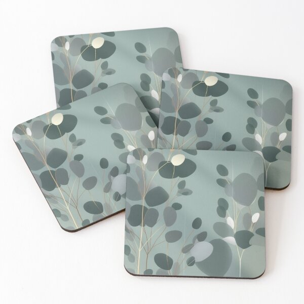 Item preview, Beautiful Native Australian wallpaper for bookcovers and homewares. Minimalist Eucalyptus leaves and golden morning light through the fog 8 designed and sold by NatTex.