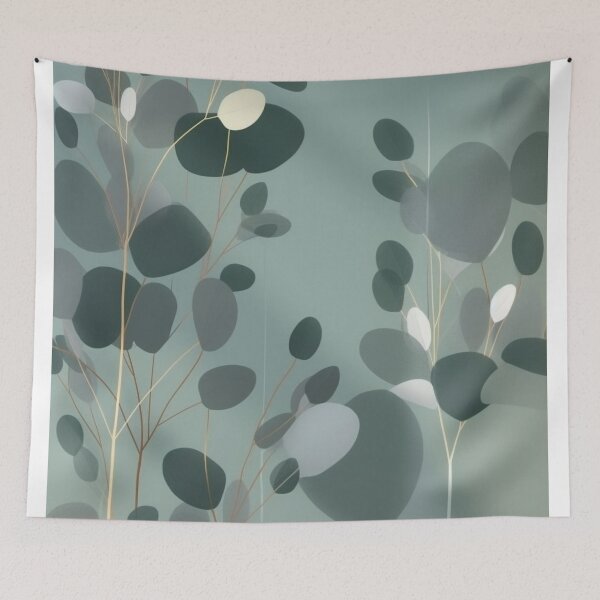 Item preview, Beautiful Native Australian wallpaper for bookcovers and homewares. Minimalist Eucalyptus leaves and golden morning light through the fog 8 designed and sold by NatTex.