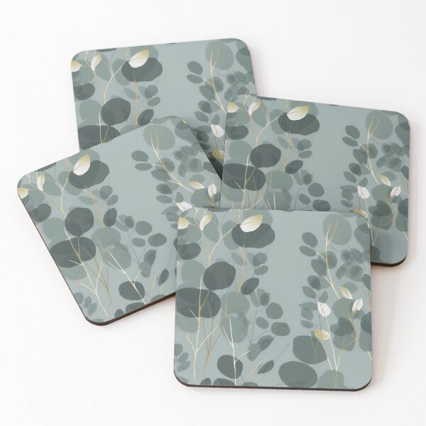 Item preview, Beautiful Native Australian wallpaper for bookcovers and homewares. Minimalist Eucalyptus leaves and golden morning light through the fog 9 designed and sold by NatTex.