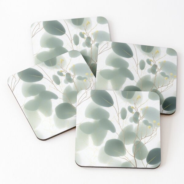 Item preview, Beautiful Native Australian wallpaper for bookcovers and homewares. Minimalist Eucalyptus leaves and golden morning light through the fog 11 designed and sold by NatTex.