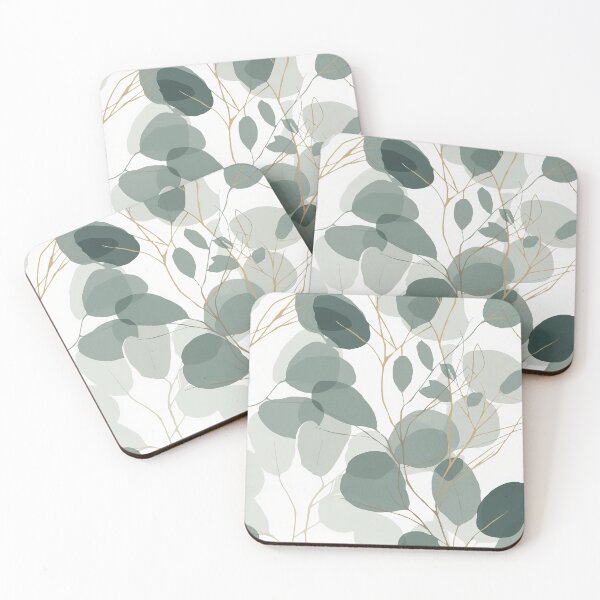 Item preview, Beautiful Native Australian wallpaper for bookcovers and homewares. Minimalist Eucalyptus leaves and golden morning light through the fog 12 designed and sold by NatTex.