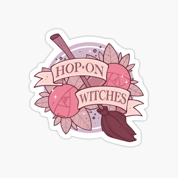 Item preview, Hop on Witches - Funny Witch-y Sticker Design designed and sold by SumiyaArt.