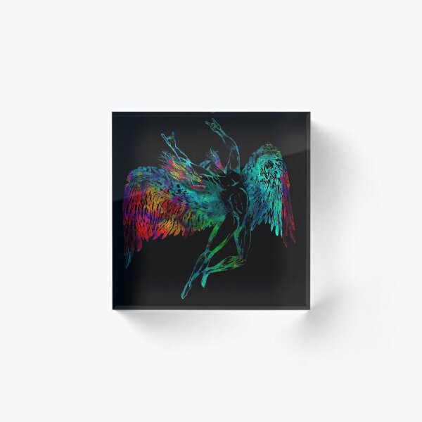 ICARUS THROWS THE HORNS - mythical *awesome UNLISTED designs in my portfolio* Acrylic Block