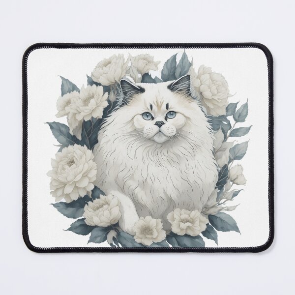 Item preview, Cute White Birman Cat with Flowers designed and sold by Clipartopia.