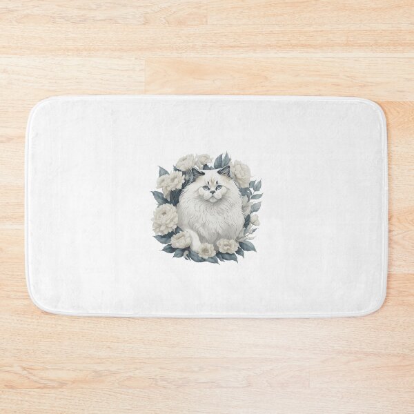 Item preview, Cute White Birman Cat with Flowers designed and sold by Clipartopia.