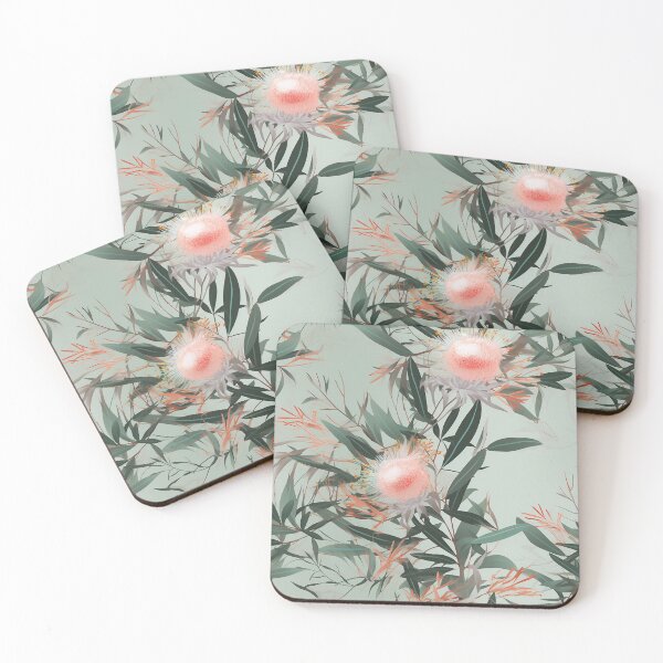 Item preview, Beautiful Native Australian wallpaper for bookcovers and homewares. Melaleuca and blooming flowers, buds and leaves on light background 1 designed and sold by NatTex.