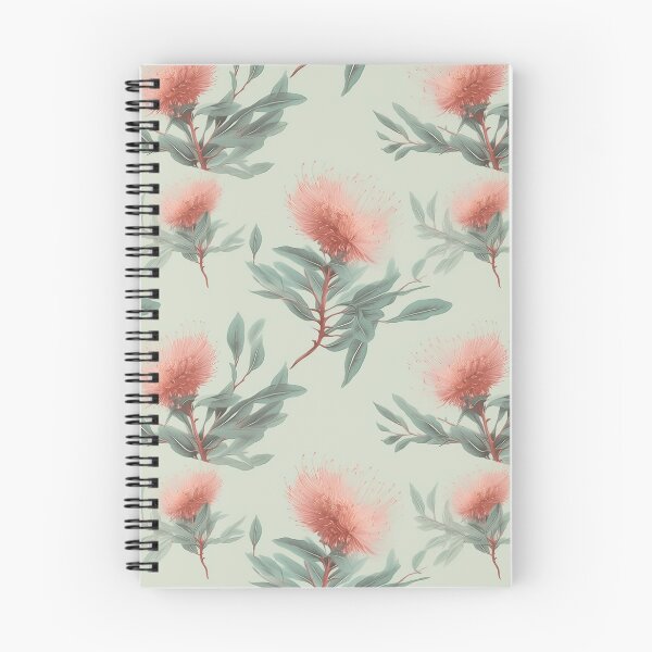 Item preview, Beautiful Native Australian wallpaper for bookcovers and homewares. Melaleuca and blooming flowers, buds and leaves on light background 2 designed and sold by NatTex.