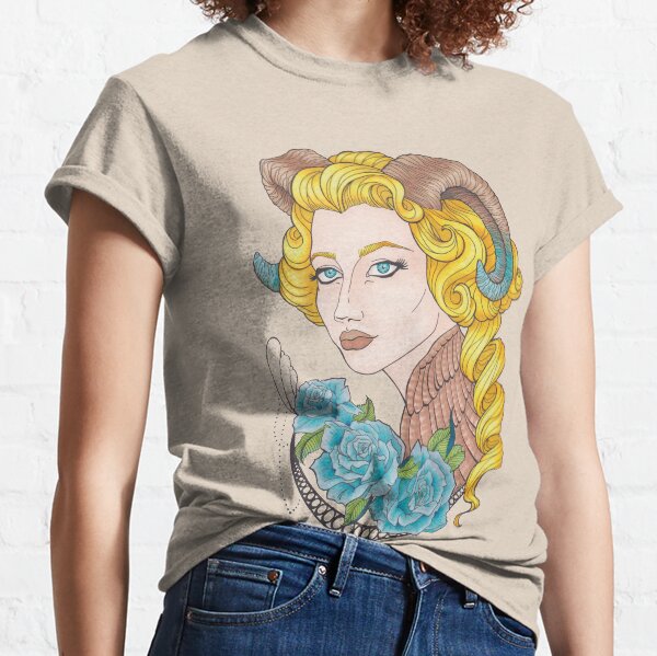 Girl horns, blue roses Classic T-Shirt