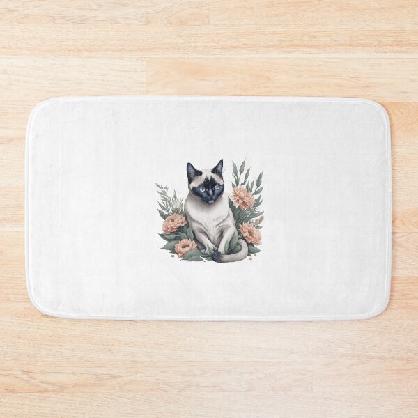 Item preview, Cute Siamese cat with Flowers designed and sold by Clipartopia.