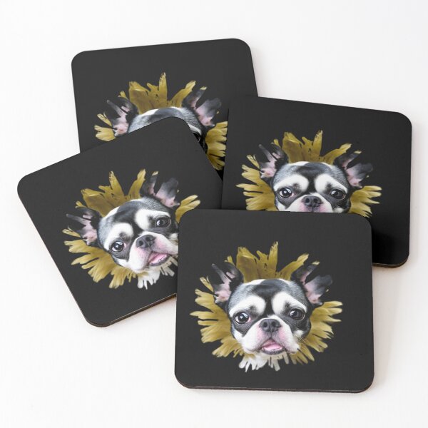 Item preview, cute boston dog in the bushes designed and sold by MacLis.