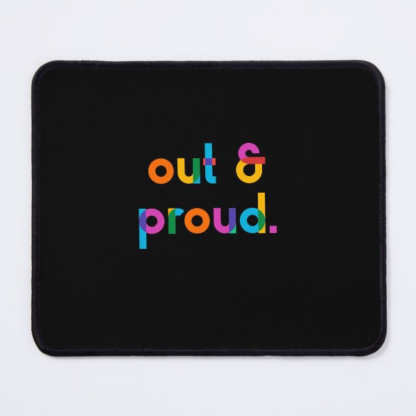 Item preview, OUT & PROUD in colourful typography to celebrate and respect Pride / the LGBTQ+ community - groovy typography in rainbow colours on black to celebrate Pride/LGBTQ+  designed and sold by Dominiquevari.
